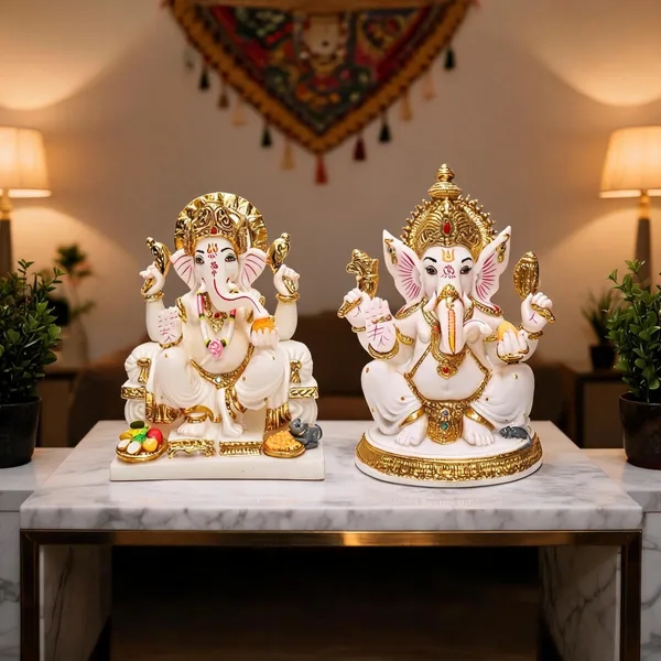 Cultured_Marble_Gold_Plated_Premium_Large_Ganesha_Idol_Duo