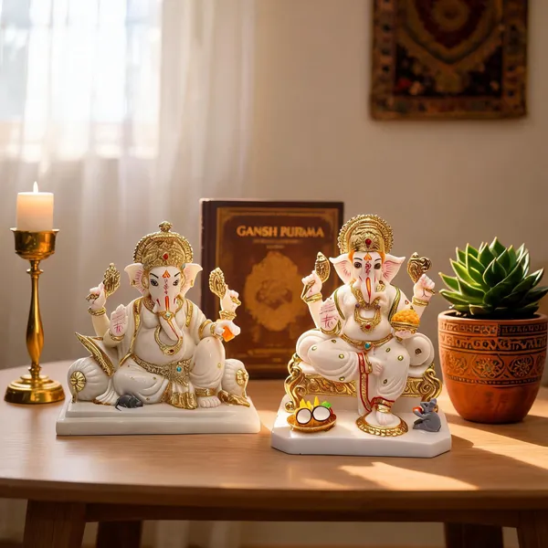 Gold_Plated_Cultured_Marble_Ganesha_Idol_Twin_Gift_Set