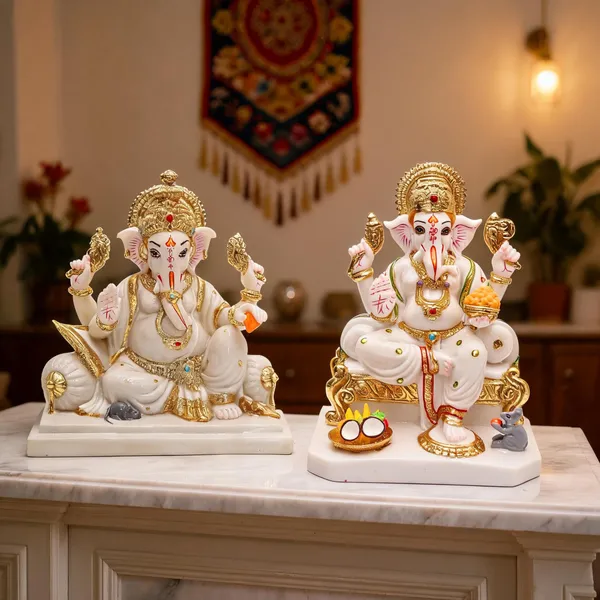 Gold_Plated_Cultured_Marble_Ganesha_Idol_Twin_Gift_Set
