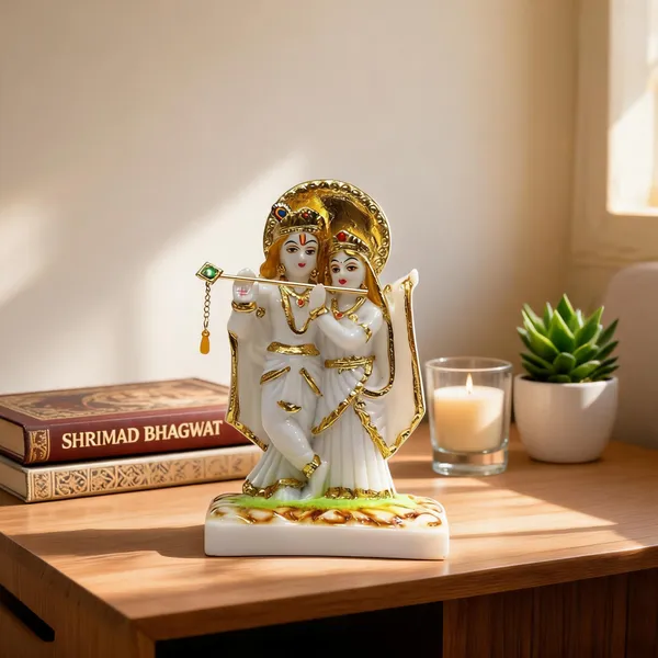 Gold_Plated_Marble_Radha_Krishna_Idol_For_Mandir