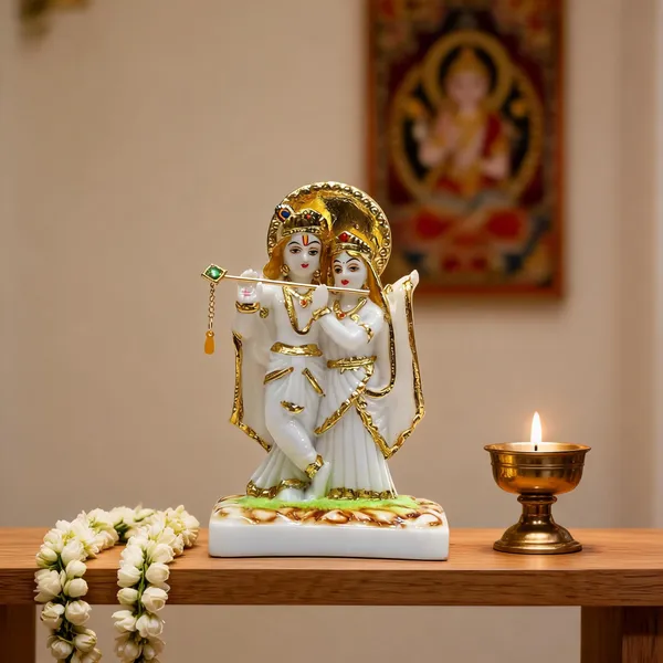 Gold_Plated_Marble_Radha_Krishna_Idol_For_Mandir