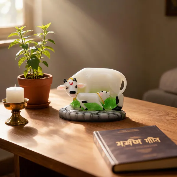 Cultured_Marble_Stone_Handmade_Cow_And_Calf_Murti_For_House_Office_Shop