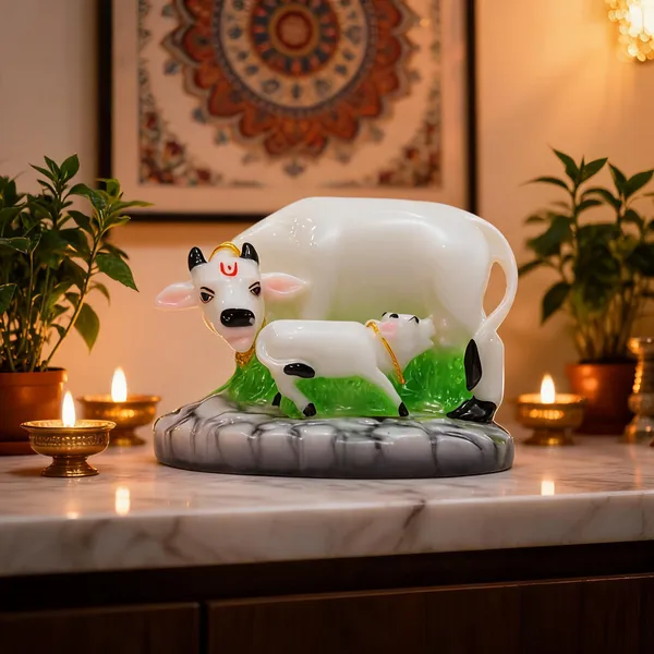Cultured_Marble_Stone_Handmade_Cow_And_Calf_Murti_For_House_Office_Shop