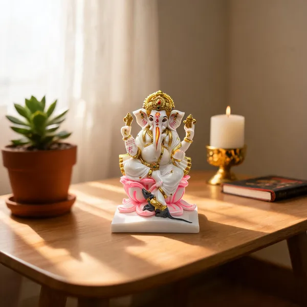 Gold_Plated_Cultured_Marble_Ganpati_Ganesh_Murti_For_Home_Temple