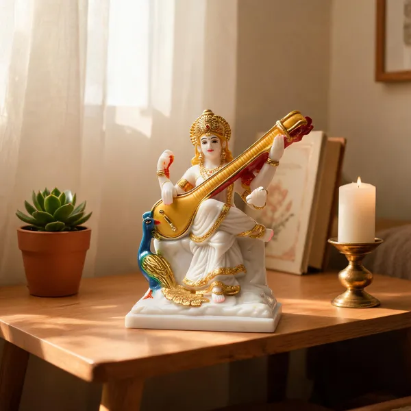 Gold_Plated_Saraswati_Idol_For_Home_Temple