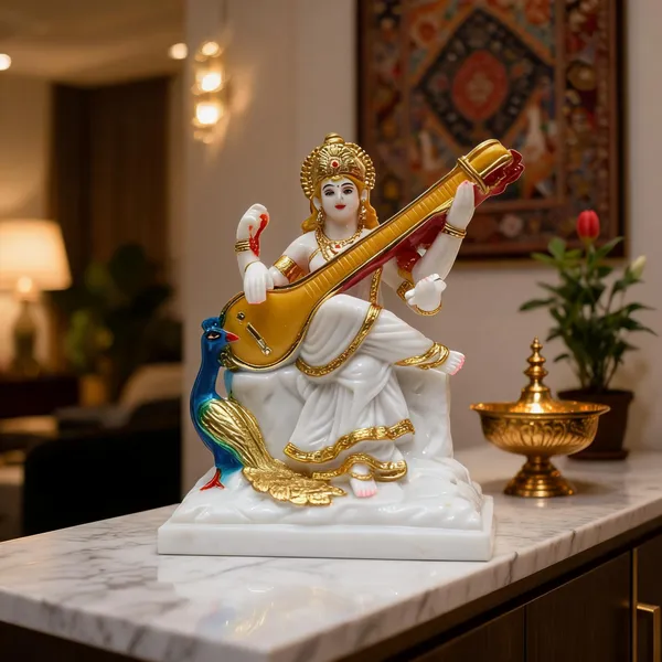 Gold_Plated_Saraswati_Idol_For_Home_Temple