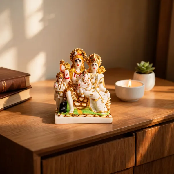 Gold_Plated_Shiv_Parivar_Marble_Dust_Idol