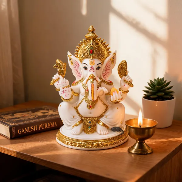 Handmade_Gold_Plated_Cultured_Marble_Ganesha_Idol_For_Home_Decor