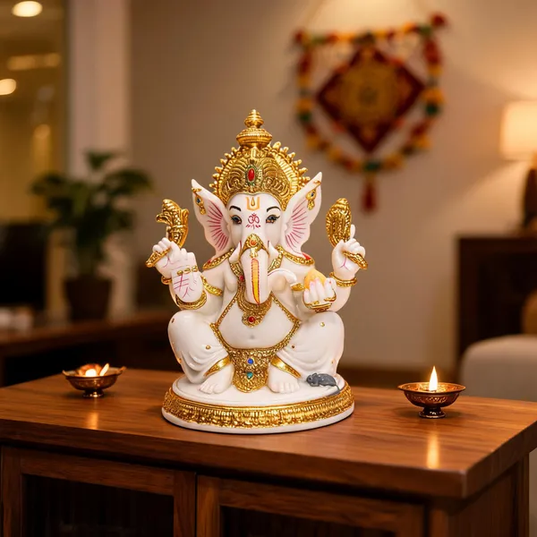 Handmade_Gold_Plated_Cultured_Marble_Ganesha_Idol_For_Home_Decor