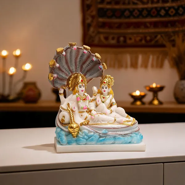Gold_Plated_Vishnu_Laxmi_Marble_Idol