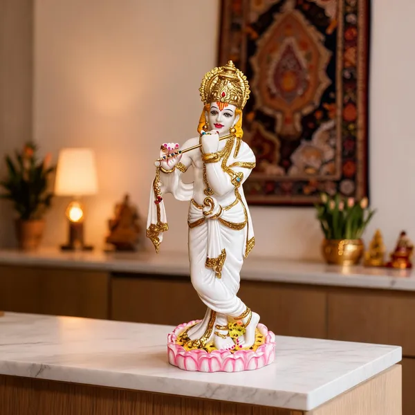White_Marble_Dust_Lord_Krishna_Idol