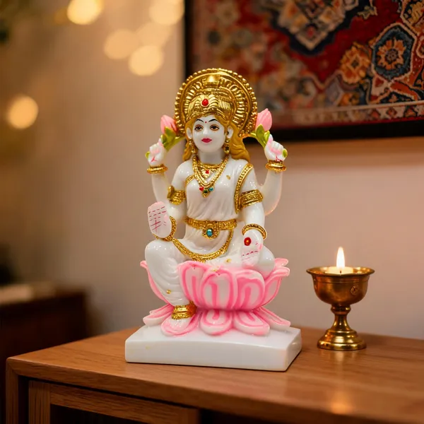 Gold_Plated_Laxmi_Idol_Cultured_Marble_For_Home_Temple
