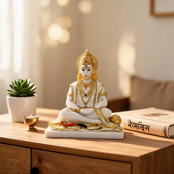 Gold_Plated_Cultured_Marble_Panchmukhi_Hanuman_Idol