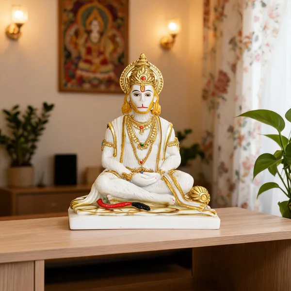 Gold_Plated_Cultured_Marble_Panchmukhi_Hanuman_Idol