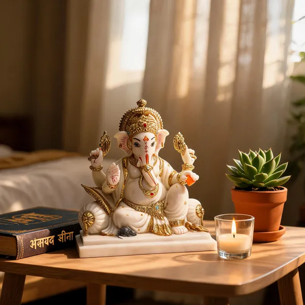 Gold_Plated_Cultured_Marble_Ganesha_Idol_For_Home
