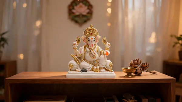Gold_Plated_Cultured_Marble_Ganesha_Idol_For_Home