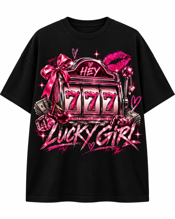 Black_Cotton_Oversized_Lucky_Girl_Graphic_T-Shirt_For_Women