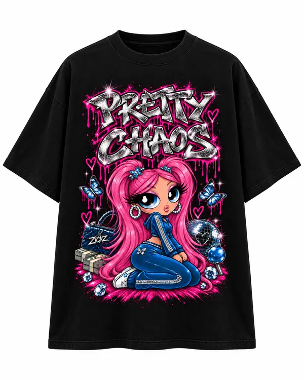 Black_Cotton_Oversized_Pretty_Chaos_Graphic_T-Shirt_For_Women
