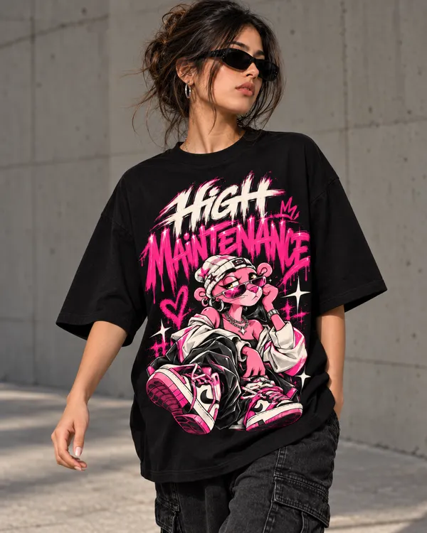 Black_Cotton_Oversized_Urban_Character_Graphic_T-Shirt_For_Women