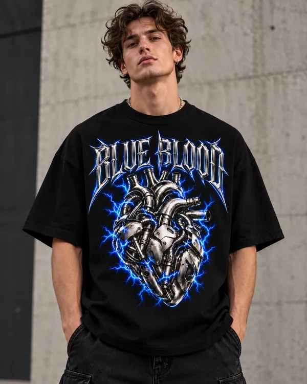 Black_Cotton_Oversized_Lightning_Heart_Graphic_T-Shirt_For_Men