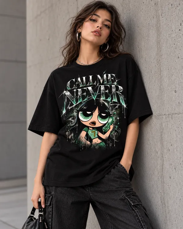 Black_Cotton_Oversized_Illustrated_Character_Graphic_T-Shirt_For_Women