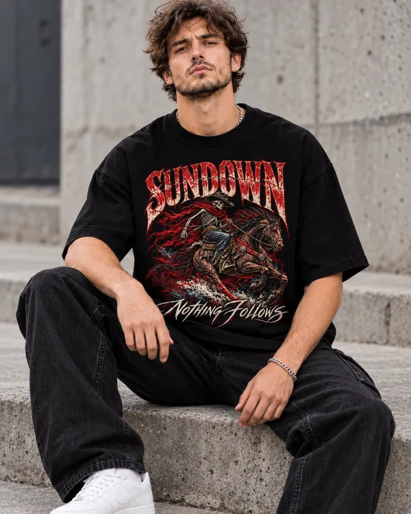 Black_Cotton_Oversized_Sundown_Graphic_T-Shirt_For_Men