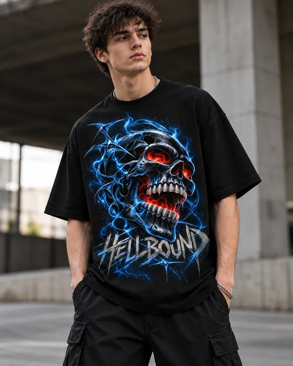 Black_Cotton_Oversized_Skull_Hellbound_Graphic_T-Shirt_For_Men