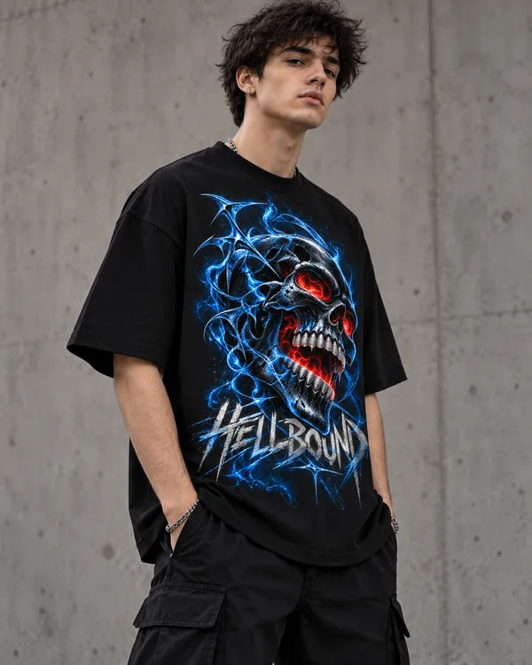 Black_Cotton_Oversized_Skull_Hellbound_Graphic_T-Shirt_For_Men