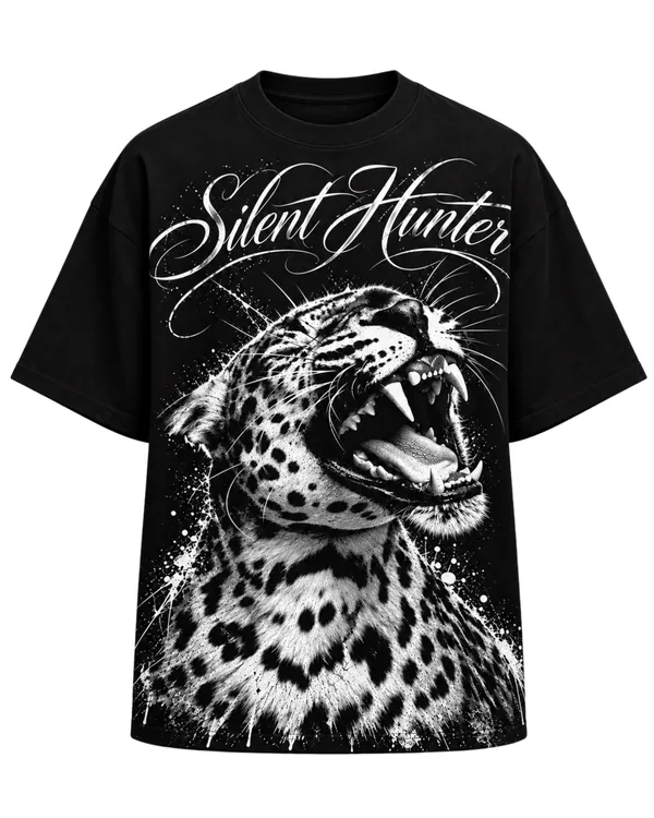 Black_Cotton_Relaxed_Fit_Silent_Hunter_Leopard_Graphic_T-Shirt_For_Men