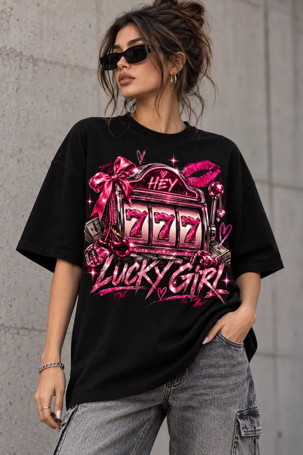Black_Cotton_Oversized_Lucky_Girl_Graphic_T-Shirt_For_Women
