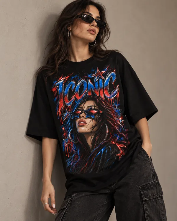 Black_Cotton_Oversized_Iconic_Portrait_Graphic_T-Shirt_For_Women
