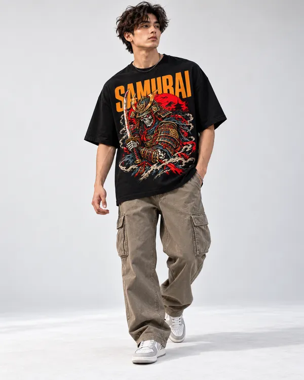 Black_Cotton_Oversized_Samurai_Graphic_T-Shirt_For_Men
