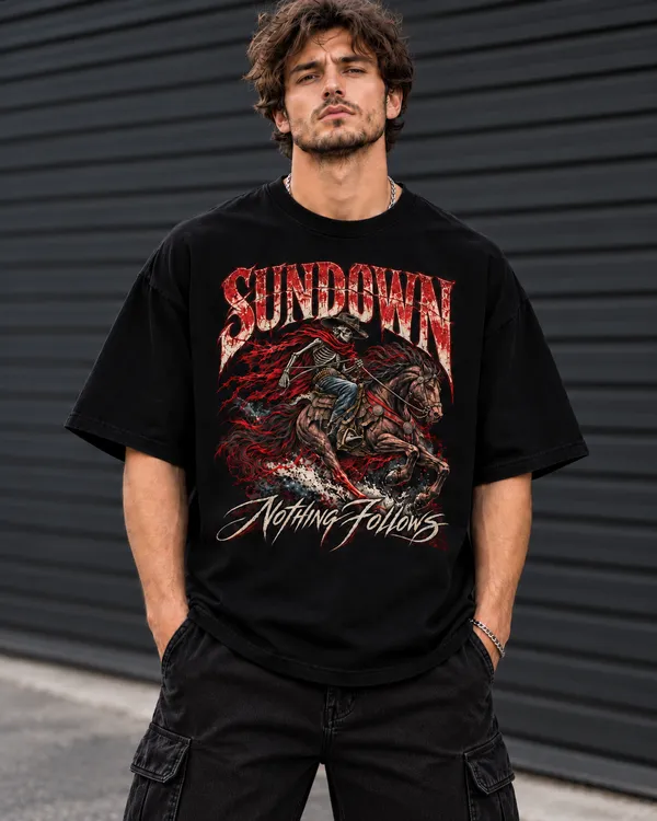 Black_Cotton_Oversized_Sundown_Graphic_T-Shirt_For_Men