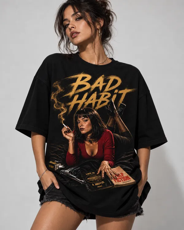 Black_Cotton_Oversized_Bad_Habit_Graphic_T-Shirt_For_Women