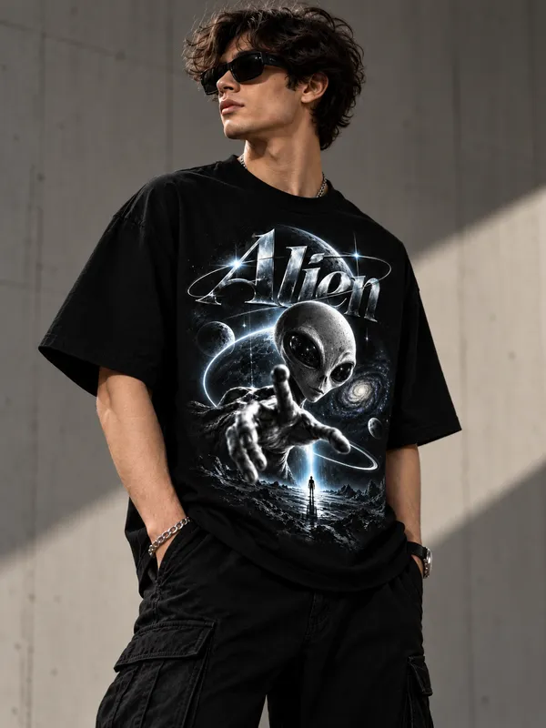 Black_Cotton_Oversized_Alien_Cosmic_Graphic_T-Shirt_For_Men