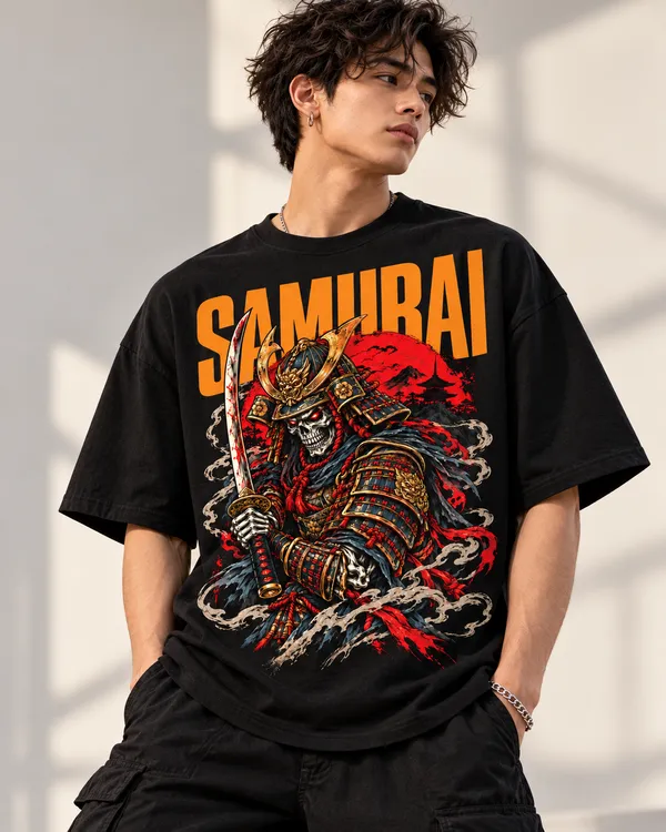 Black_Cotton_Oversized_Samurai_Graphic_T-Shirt_For_Men