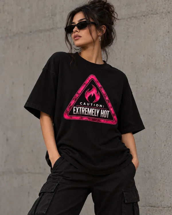 Black_Cotton_Oversized_Flame_Caution_Graphic_T-Shirt_For_Women