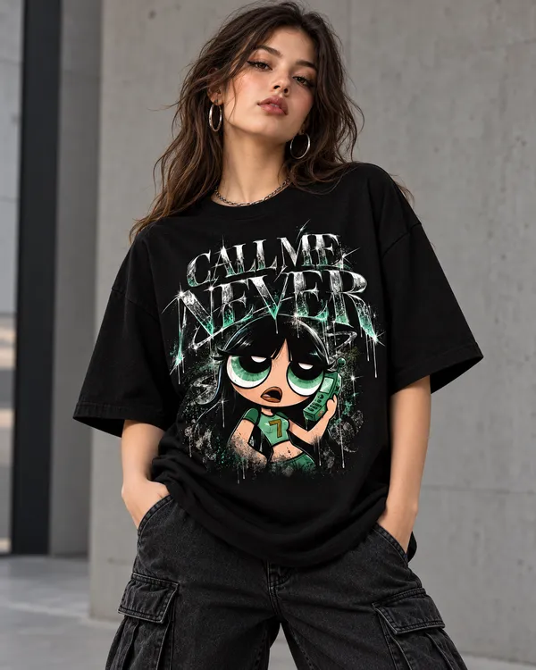 Black_Cotton_Oversized_Illustrated_Character_Graphic_T-Shirt_For_Women