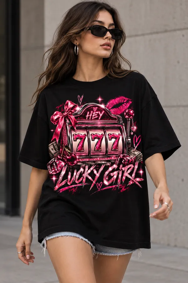 Black_Cotton_Oversized_Lucky_Girl_Graphic_T-Shirt_For_Women