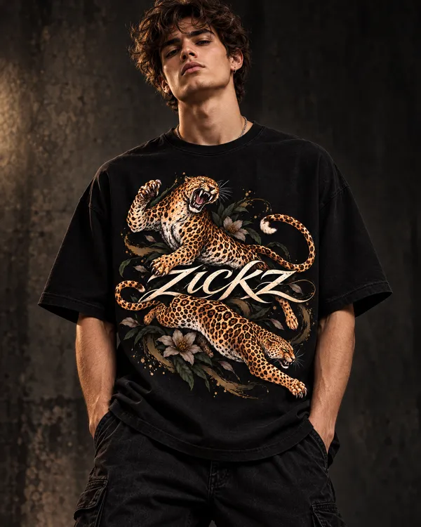 Black_Cotton_Oversized_Leopard_Floral_Graphic_T-Shirt_For_Men