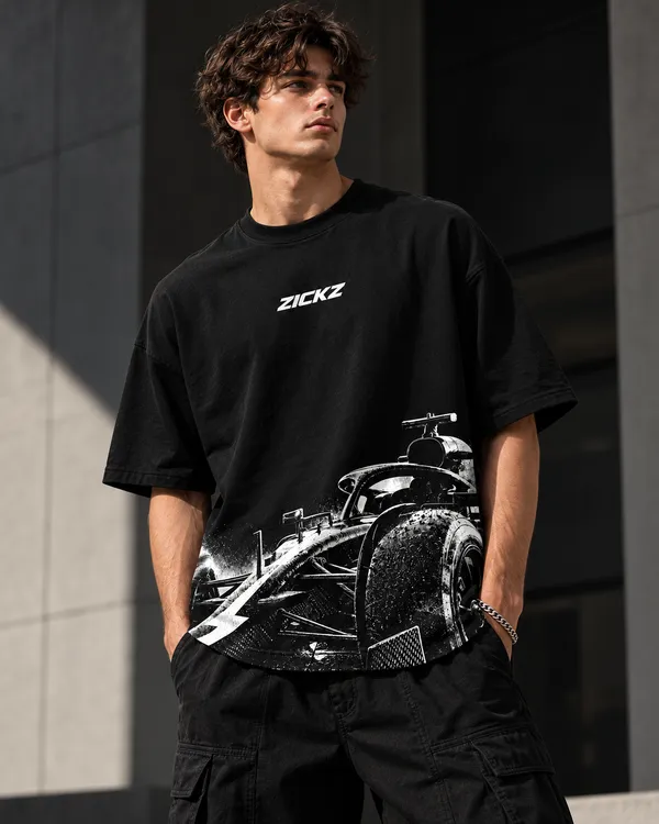 Black_Cotton_Oversized_Monochrome_Race_Car_Graphic_T-Shirt_For_Men