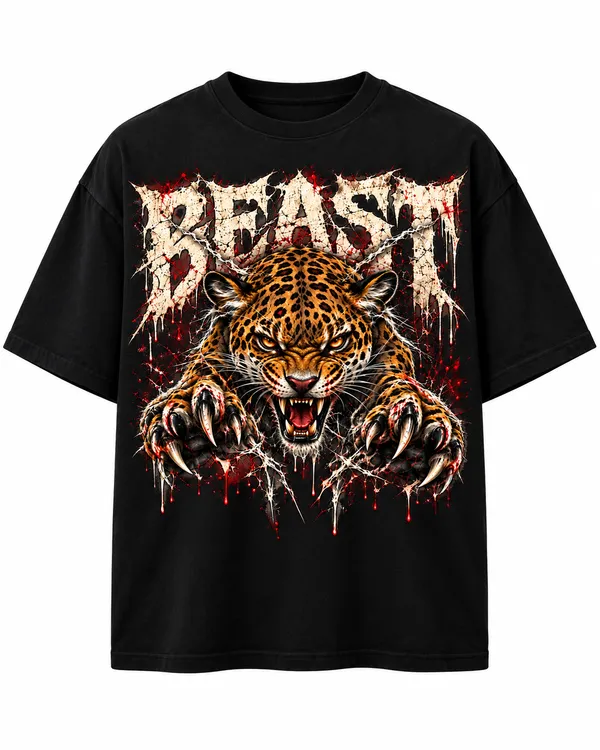 Black_Cotton_Oversized_Leopard_Graphic_T-Shirt_For_Men