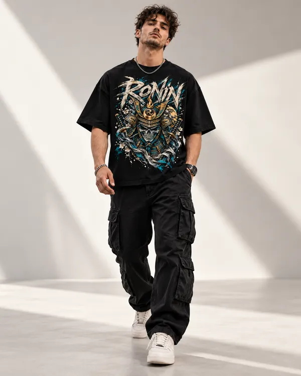 Black_Cotton_Oversized_Samurai_Skull_Graphic_T-Shirt_For_Men