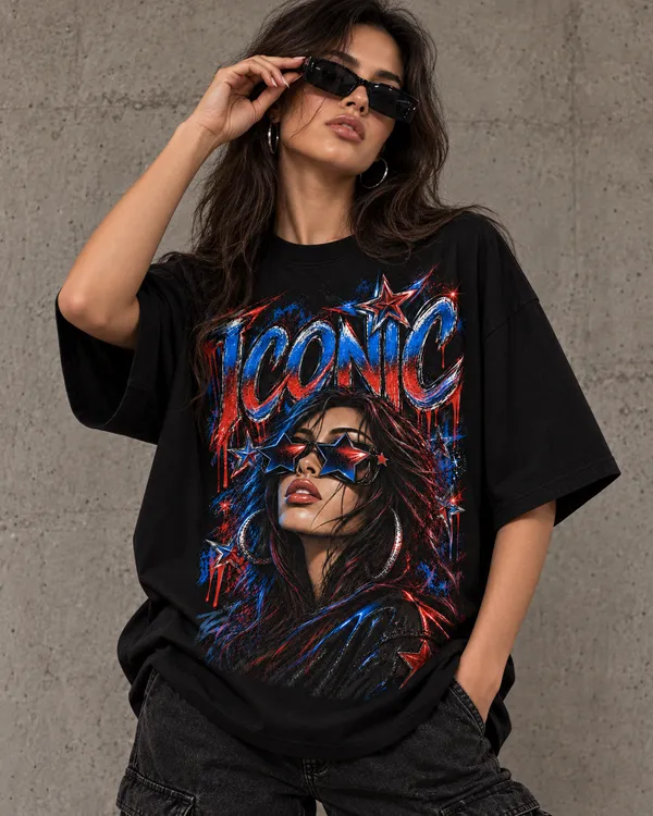 Black_Cotton_Oversized_Iconic_Portrait_Graphic_T-Shirt_For_Women