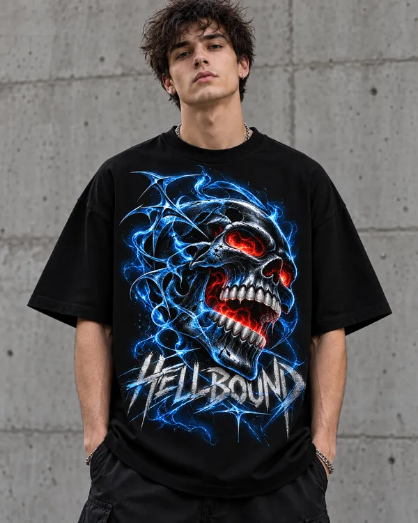 Black_Cotton_Oversized_Skull_Hellbound_Graphic_T-Shirt_For_Men
