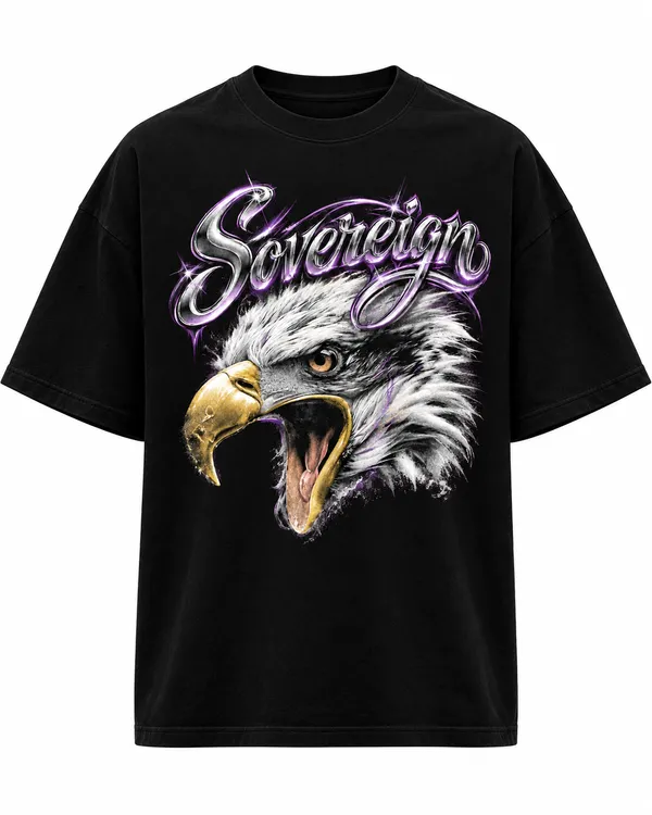 Black_Cotton_Oversized_Eagle_Sovereign_Graphic_T-Shirt_For_Men