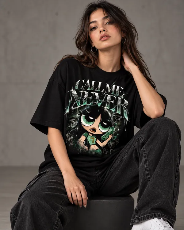 Black_Cotton_Oversized_Illustrated_Character_Graphic_T-Shirt_For_Women