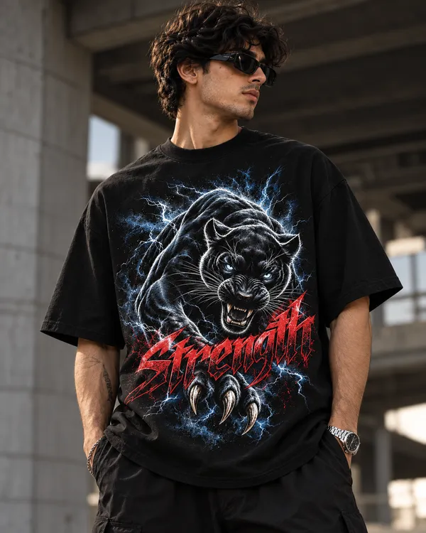 Black_Cotton_Oversized_Panther_Graphic_T-Shirt_For_Men