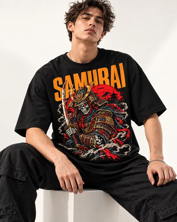 Black_Cotton_Oversized_Samurai_Graphic_T-Shirt_For_Men