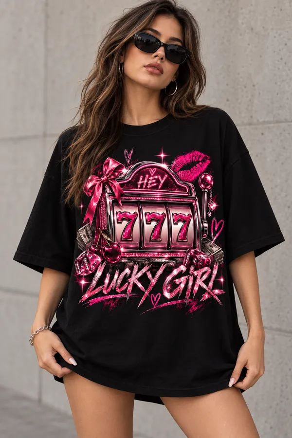 Black_Cotton_Oversized_Lucky_Girl_Graphic_T-Shirt_For_Women